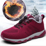 Women Warm Fur Lined Winter Platform Sneakers Walking Shoes