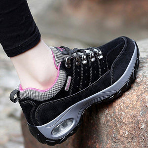 Women's Lace-up Cushion-soled Sneakers Non-slip Hiking Shoes