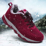 Women Warm Fur Lined Winter Platform Sneakers Walking Shoes