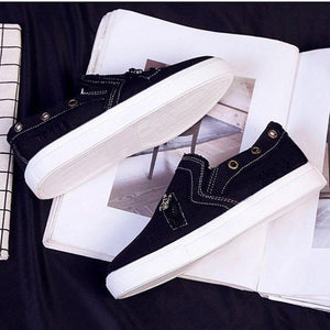 Women Zipper Daily Canvas Sneakers