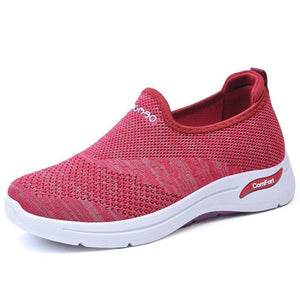 Women Comfy Daily Flat Heel Flyknit Fabric Sneakers