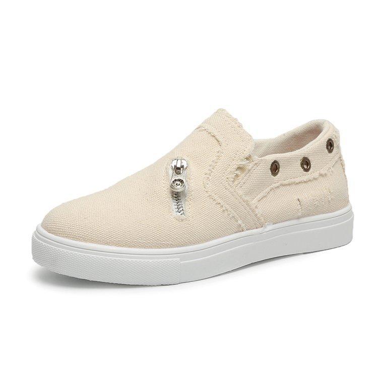 Women Zipper Daily Canvas Sneakers