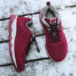 Women Warm Fur Lined Winter Platform Sneakers Walking Shoes