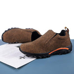 Men Synthetic Suede Outdoor Slip Resistant Elastic Slip On Hiking Shoes