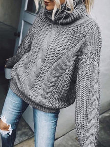 Solid Color Turtleneck Knitted Sweater