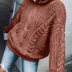 Solid Color Turtleneck Knitted Sweater