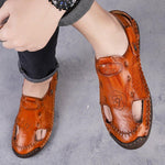 Men Hand Stitching Cow Split Leather Outdoor Closed Toe Sandals