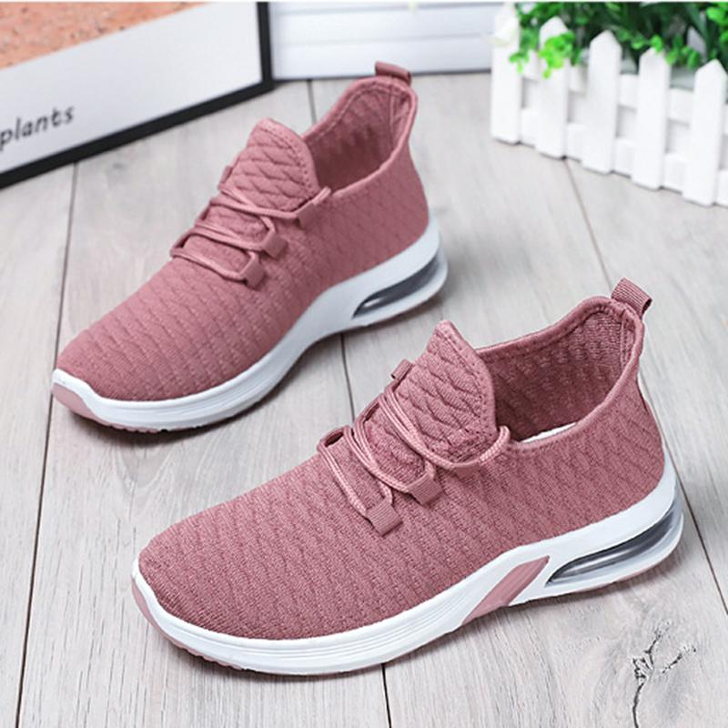 Women Athletic Flat Heel Mesh Fabric Sneakers Running Shoes