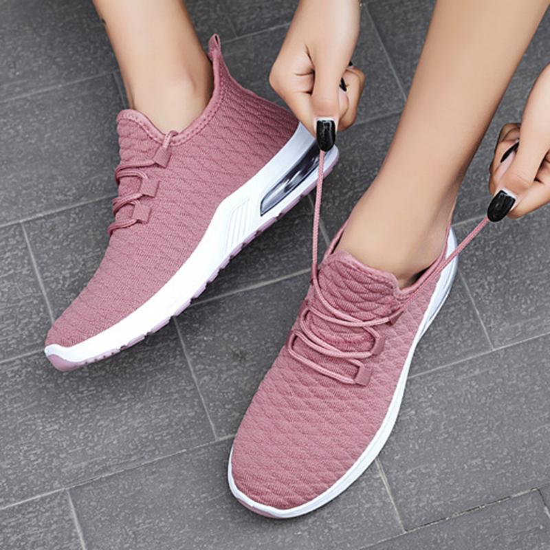 Women Athletic Flat Heel Mesh Fabric Sneakers Running Shoes