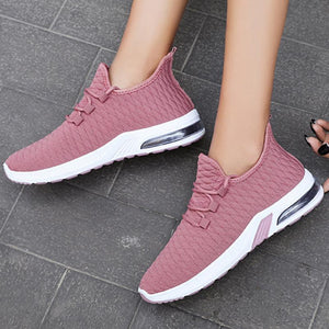 Women Athletic Flat Heel Mesh Fabric Sneakers Running Shoes