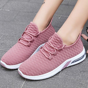 Women Athletic Flat Heel Mesh Fabric Sneakers Running Shoes