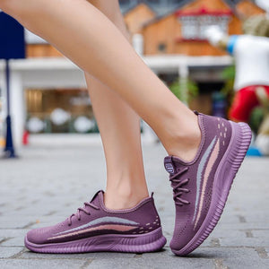 Women Summer Flyknit Fabric Lace Up Running Sneakers