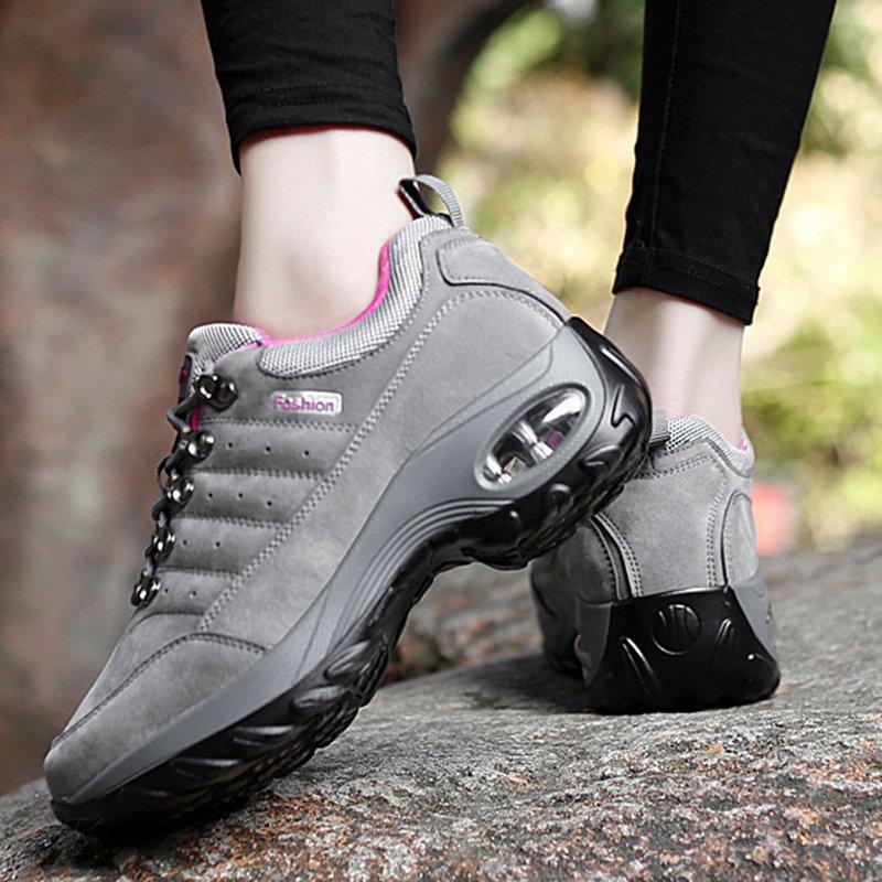 Women's Lace-up Cushion-soled Sneakers Non-slip Hiking Shoes