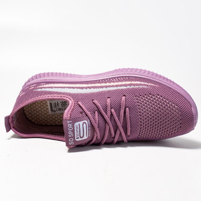 Women Summer Flyknit Fabric Lace Up Running Sneakers