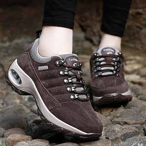 Women's Lace-up Cushion-soled Sneakers Non-slip Hiking Shoes