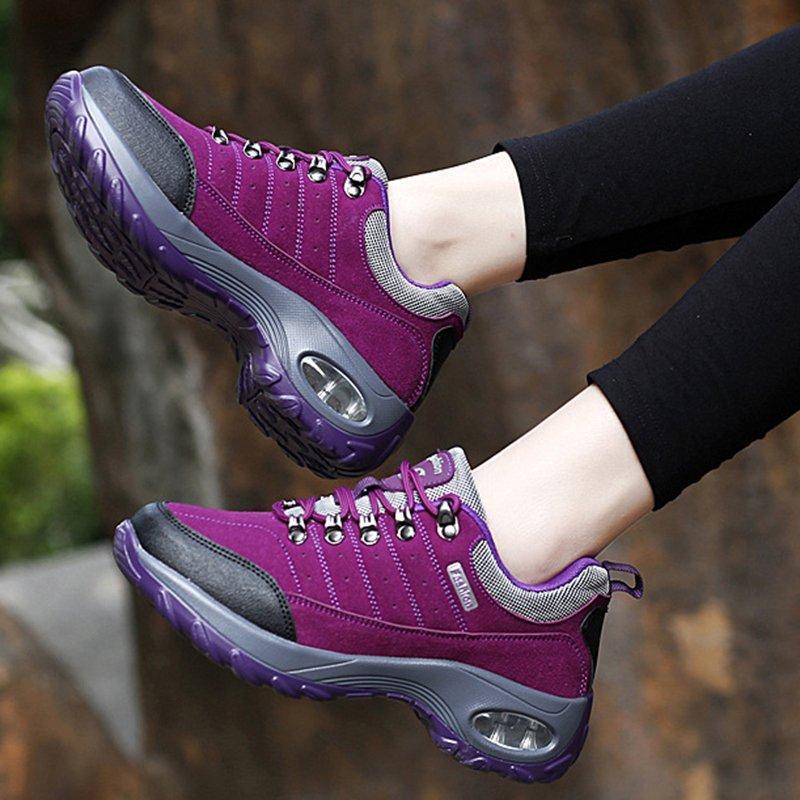 Women's Lace-up Cushion-soled Sneakers Non-slip Hiking Shoes