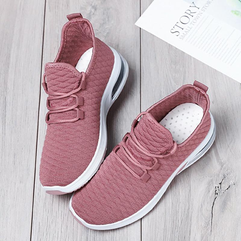 Women Athletic Flat Heel Mesh Fabric Sneakers Running Shoes