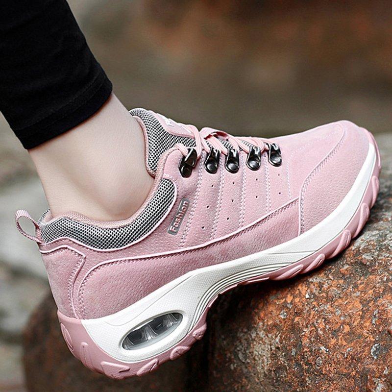 Women's Lace-up Cushion-soled Sneakers Non-slip Hiking Shoes