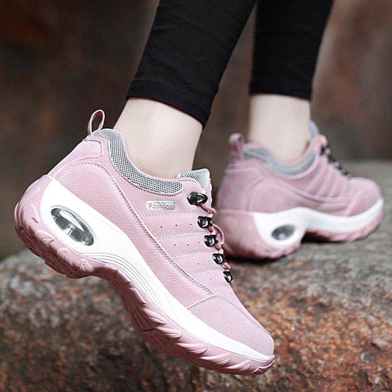 Women's Lace-up Cushion-soled Sneakers Non-slip Hiking Shoes