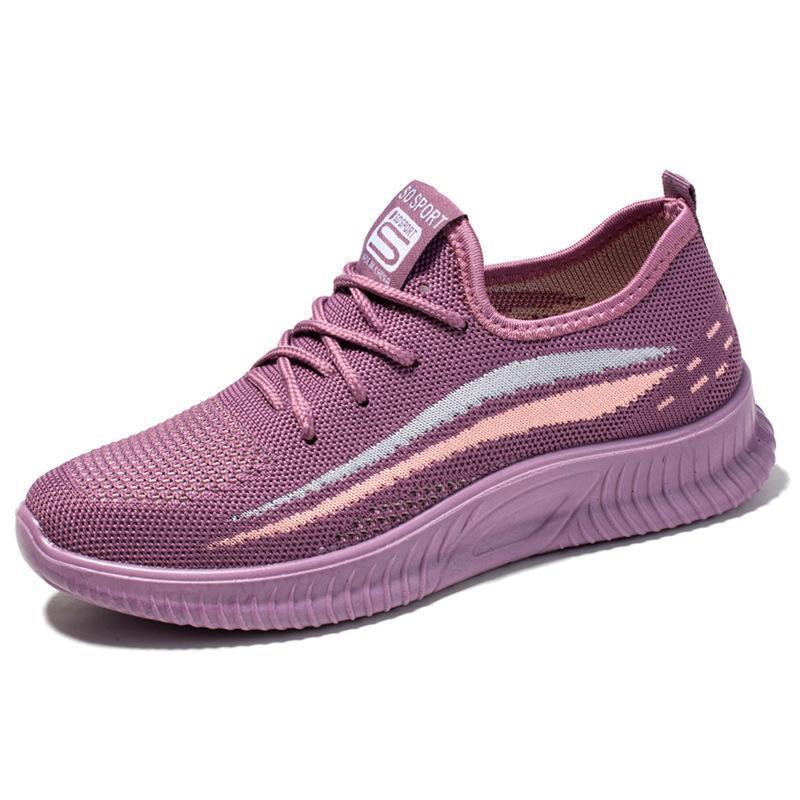 Women Summer Flyknit Fabric Lace Up Running Sneakers