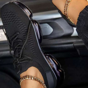 Bubble Air Cushion Lace-Up Knitted Sneakers