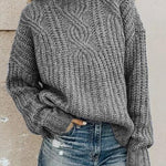 Round Neckline Solid Casual Loose Regular Sweater.