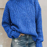 Round Neckline Solid Casual Loose Regular Sweater.