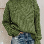 Round Neckline Solid Casual Loose Regular Sweater.