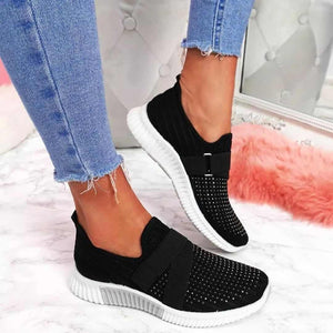 Shicspot : Women's Casual Spring Crystal Solid Mesh Sneakers