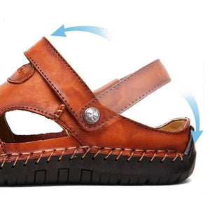 Men Hand Stitching Soft Outdoor Closed Toe Leather Sandals