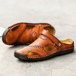 Men Hand Stitching Soft Outdoor Closed Toe Leather Sandals