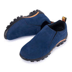 Men Synthetic Suede Outdoor Slip Resistant Elastic Slip On Hiking Shoes