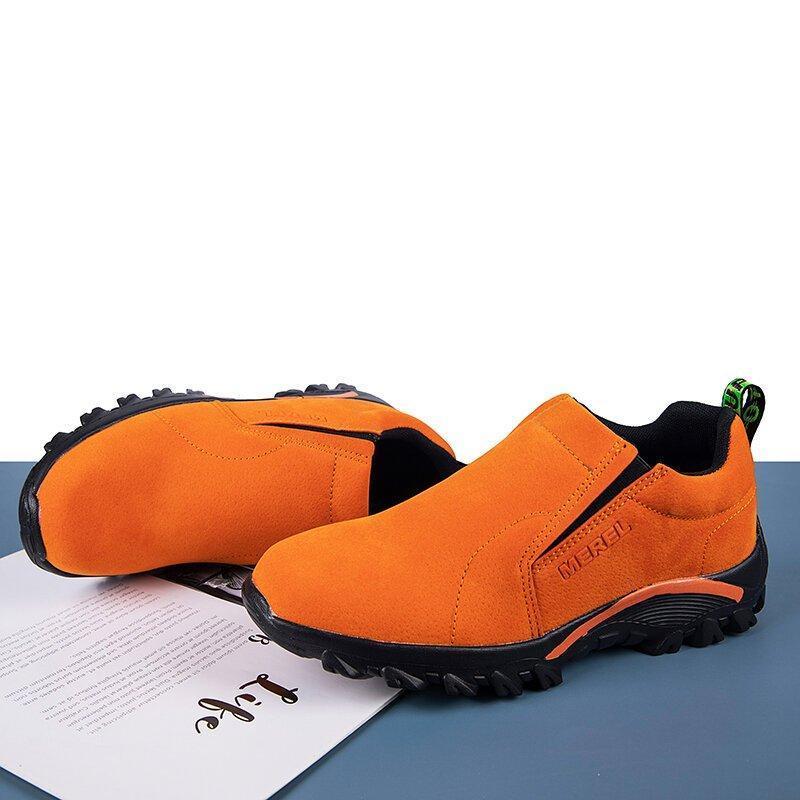 Men Synthetic Suede Outdoor Slip Resistant Elastic Slip On Hiking Shoes