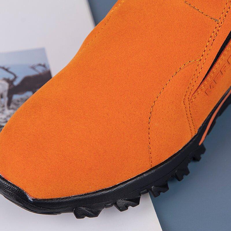 Men Synthetic Suede Outdoor Slip Resistant Elastic Slip On Hiking Shoes