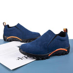 Men Synthetic Suede Outdoor Slip Resistant Elastic Slip On Hiking Shoes