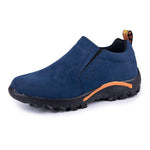 Men Synthetic Suede Outdoor Slip Resistant Elastic Slip On Hiking Shoes