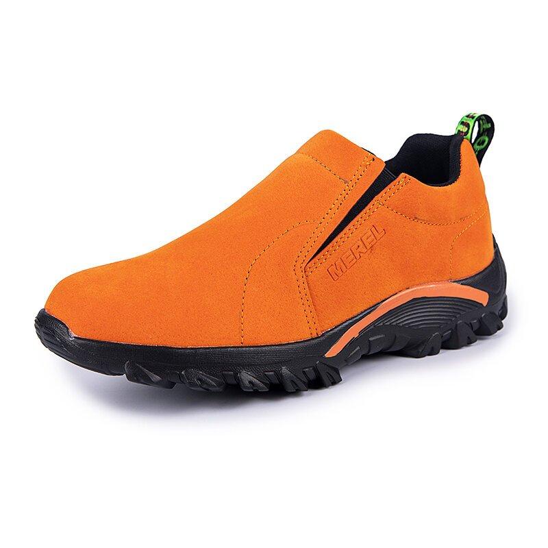 Men Synthetic Suede Outdoor Slip Resistant Elastic Slip On Hiking Shoes