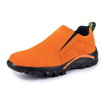 Men Synthetic Suede Outdoor Slip Resistant Elastic Slip On Hiking Shoes