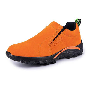 Men Synthetic Suede Outdoor Slip Resistant Elastic Slip On Hiking Shoes