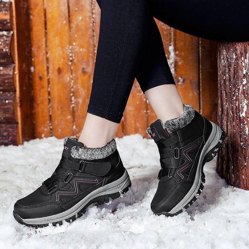 Women's Comfy Winter Faux Fur Lined Non Slip Sneakers