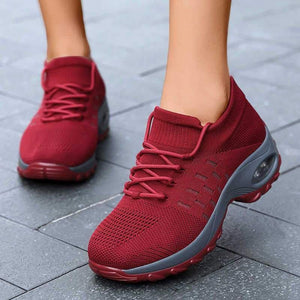 Women's Flyknit Fabric Elastic Cushion Lace Sneakers