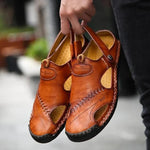 Men Hand Stitching Soft Outdoor Closed Toe Leather Sandals